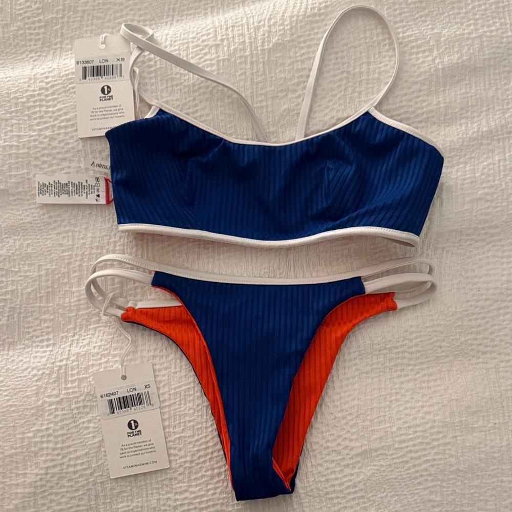 Vitamin A Blue and Red Reversible Bikini